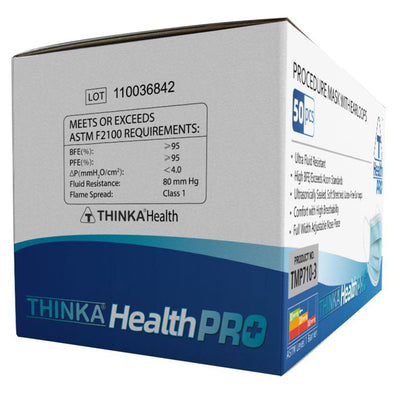 Thinka Procedure Mask With Earloops (50pcs) - Medical mask, ASTM L1 Approved Face Mask